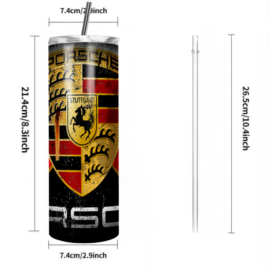 20 oz Car Brand Tumbler Collection | Stainless Steel with Rubber Bottom & Plastic Straw