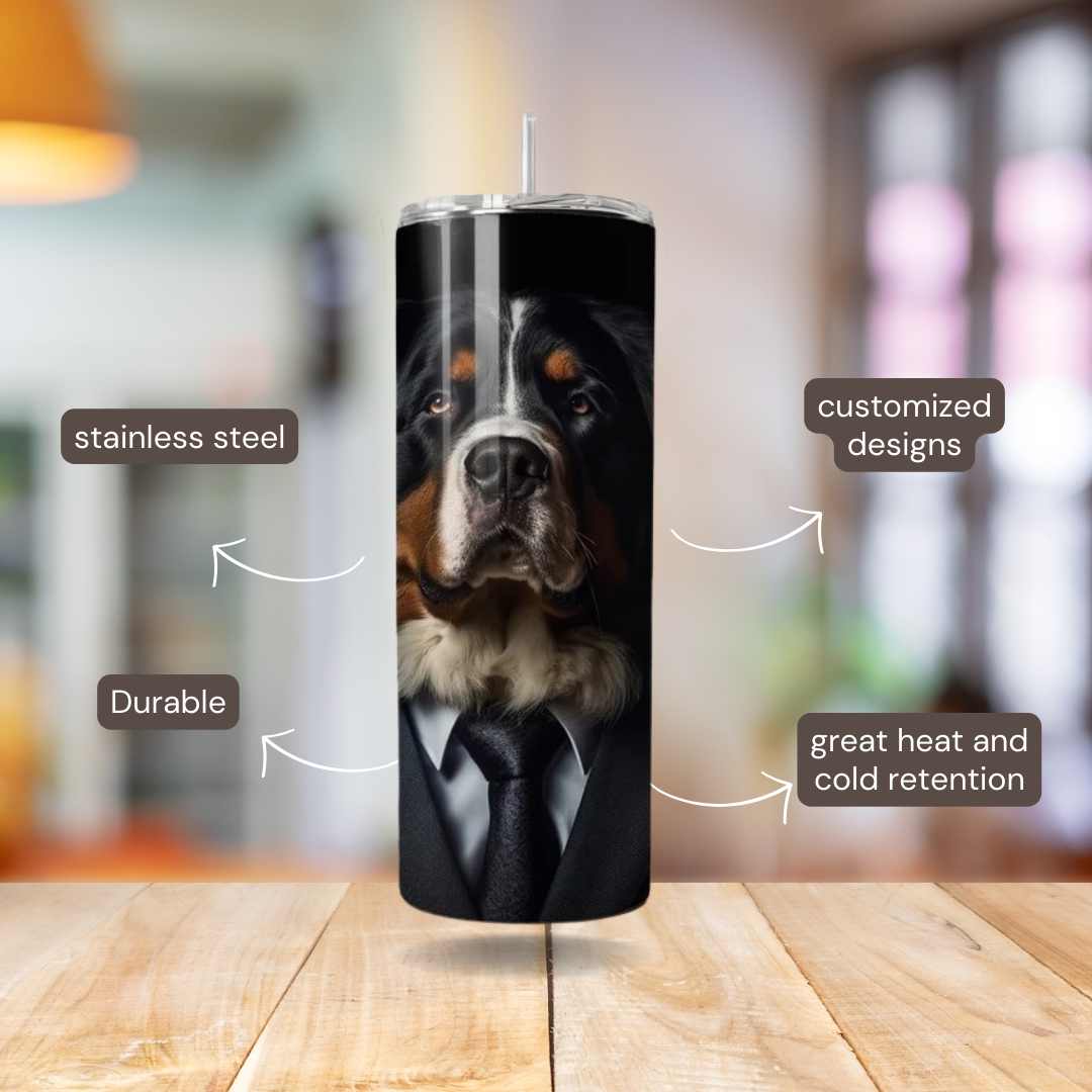 20 oz Personalized Stainless Steel 20 oz Personalized Stainless Steel Insulated Tumbler with Dog Designs in Suits – Customizable with over 40 styles