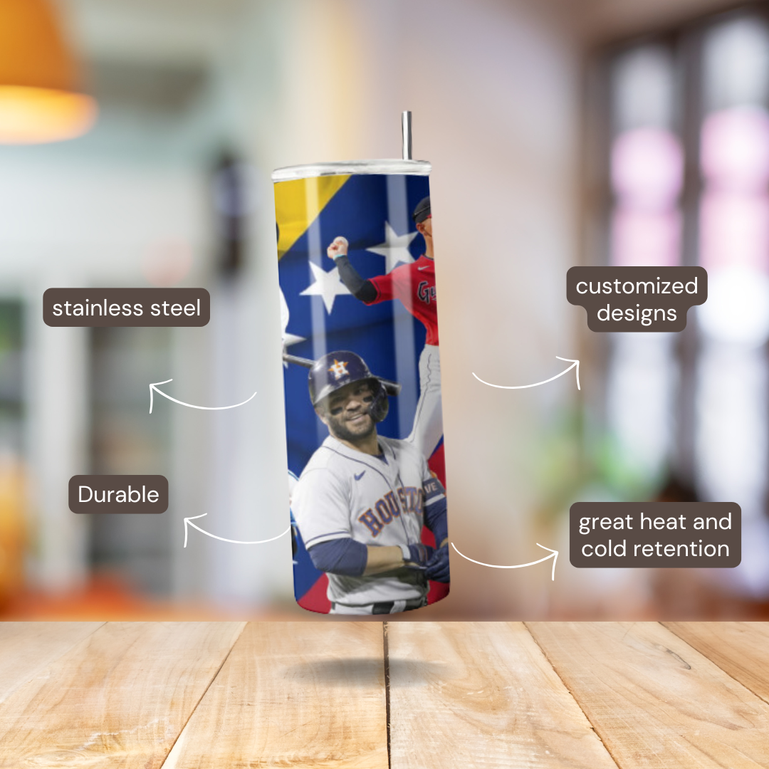 Custom 20 oz Stainless Steel Tumbler – Top Venezuelan Baseball Players Design