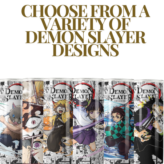 20 oz Demon Slayer Tumbler – Kimetsu no Yaiba Main characters Design | Stainless Steel with Rubber Bottom & Straw