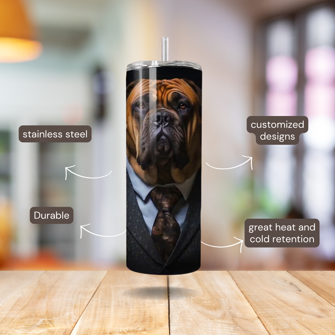 20 oz Personalized Stainless Steel 20 oz Personalized Stainless Steel Insulated Tumbler with Dog Designs in Suits – Customizable with over 40 styles