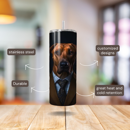 20 oz Personalized Stainless Steel 20 oz Personalized Stainless Steel Insulated Tumbler with Dog Designs in Suits – Customizable with over 40 styles