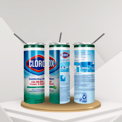 20 oz Clorox Wipes Parody Tumbler Collection | Stainless Steel with Rubber Bottom & Plastic Straw