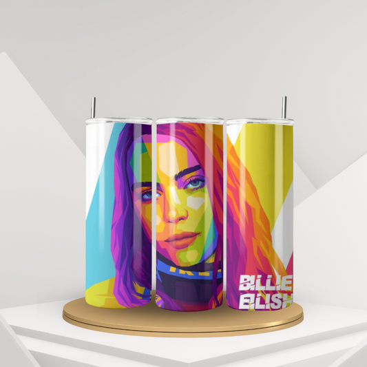 20 oz Billie Eilish-Inspired Tumbler | Stainless Steel with Rubber Bottom & Plastic Straw