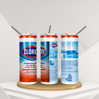 20 oz Clorox Wipes Parody Tumbler Collection | Stainless Steel with Rubber Bottom & Plastic Straw