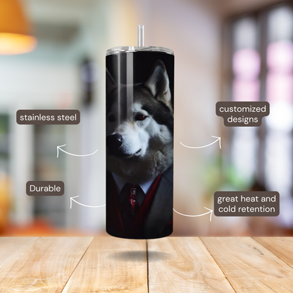 20 oz Personalized Stainless Steel 20 oz Personalized Stainless Steel Insulated Tumbler with Dog Designs in Suits – Customizable with over 40 styles