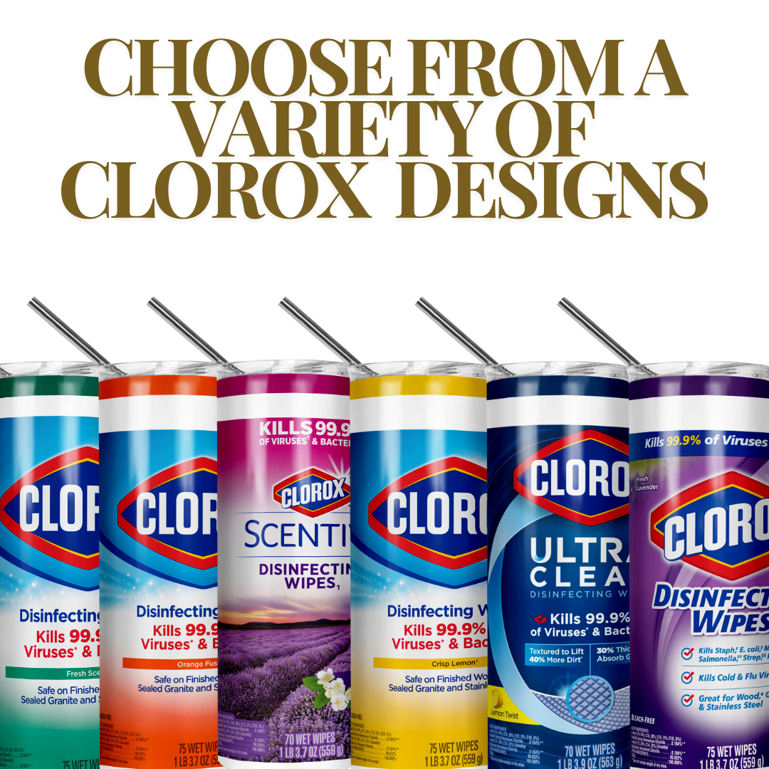 20 oz Clorox Wipes Parody Tumbler Collection | Stainless Steel with Rubber Bottom & Plastic Straw