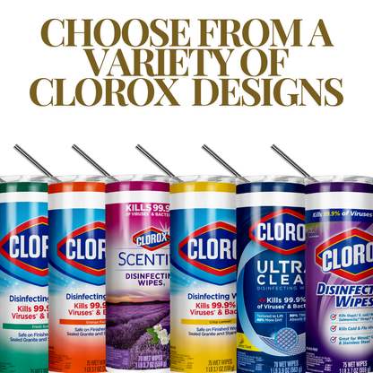 20 oz Clorox Wipes Parody Tumbler Collection | Stainless Steel with Rubber Bottom & Plastic Straw