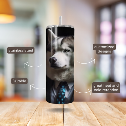 20 oz Personalized Stainless Steel 20 oz Personalized Stainless Steel Insulated Tumbler with Dog Designs in Suits – Customizable with over 40 styles