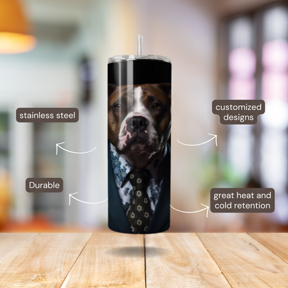 20 oz Personalized Stainless Steel 20 oz Personalized Stainless Steel Insulated Tumbler with Dog Designs in Suits – Customizable with over 40 styles