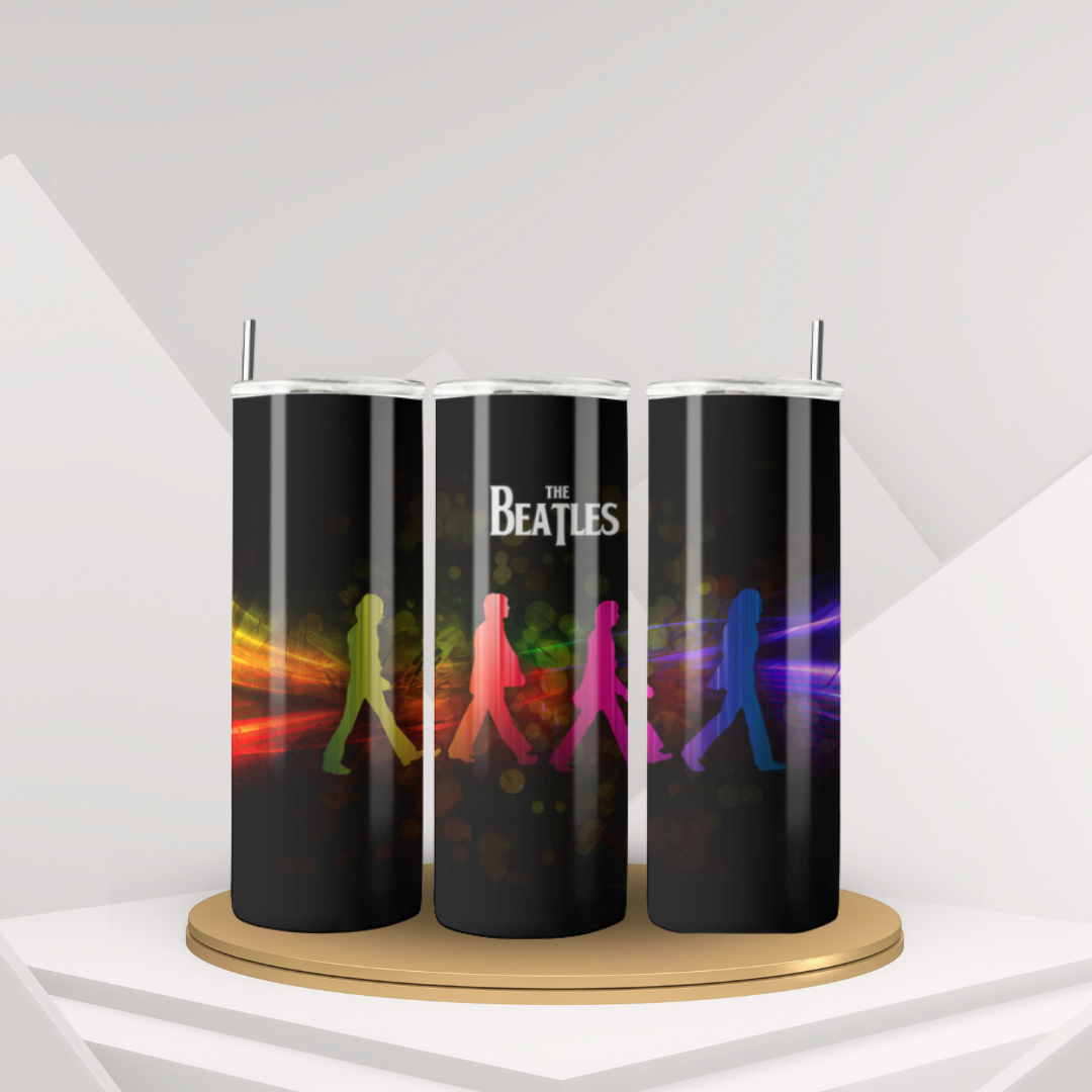 20 oz The Beatles differents designs-Inspired Tumbler | Stainless Steel with Rubber Bottom & Plastic Straw