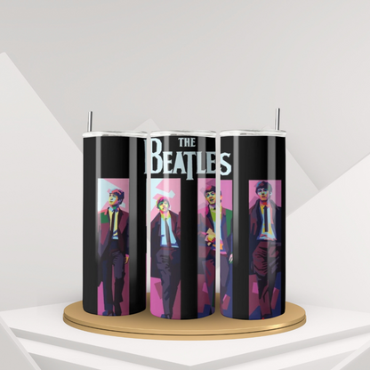 20 oz The Beatles differents designs-Inspired Tumbler | Stainless Steel with Rubber Bottom & Plastic Straw