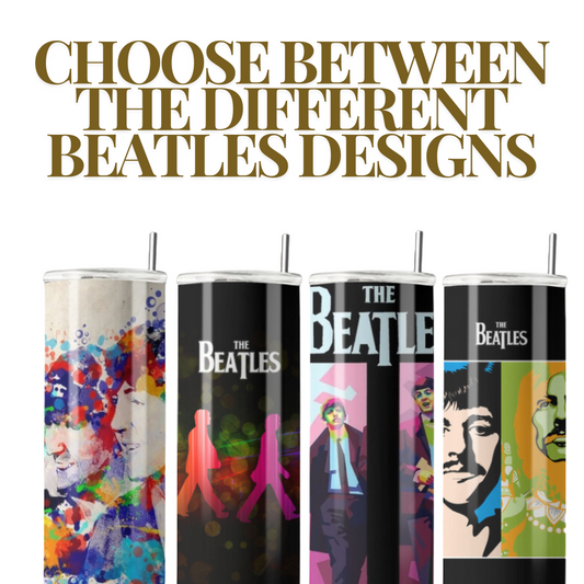 20 oz The Beatles differents designs-Inspired Tumbler | Stainless Steel with Rubber Bottom & Plastic Straw