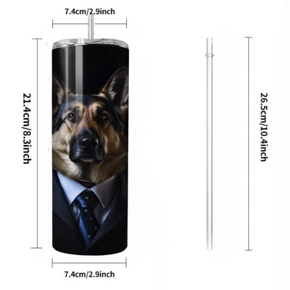 20 oz Personalized Stainless Steel 20 oz Personalized Stainless Steel Insulated Tumbler with Dog Designs in Suits – Customizable with over 40 styles