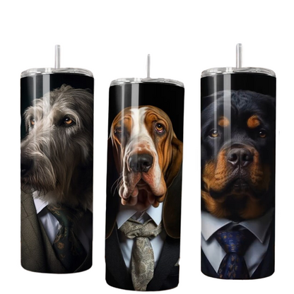 20 oz Personalized Stainless Steel 20 oz Personalized Stainless Steel Insulated Tumbler with Dog Designs in Suits – Customizable with over 40 styles