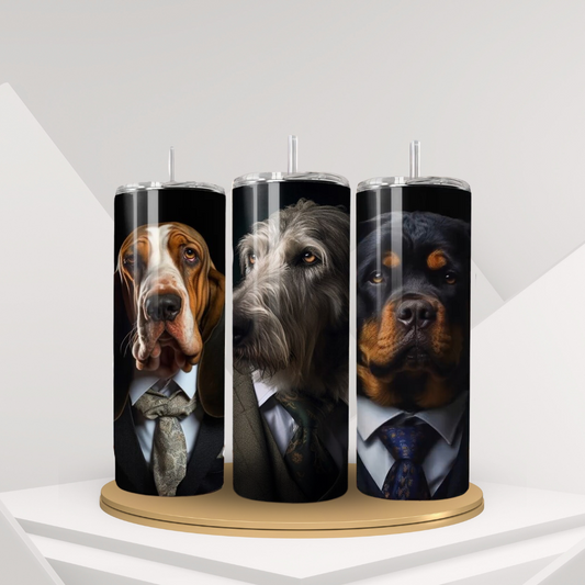 20 oz Personalized Stainless Steel 20 oz Personalized Stainless Steel Insulated Tumbler with Dog Designs in Suits – Customizable with over 40 styles